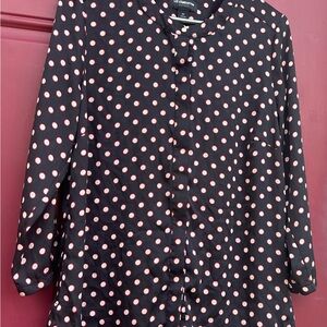 Liz Claiborne career size medium Black Blouse with Polka Dots